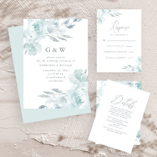 Carte Repostage Mariage Floral Bleu Joli