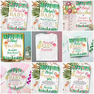Tropical Summer Beach Luau Meisjes Baby shower Ech Folie Uitnodiging