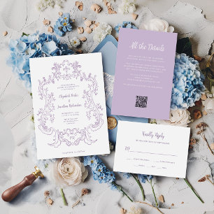 Invitation Regal Lavender   Vintage Baroque Frame Mariage