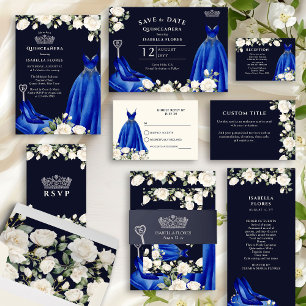 Invitation Robe princesse et Quinceanera bleu Rose
