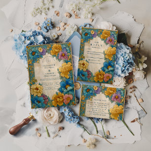 Save The Date Mariage Botanique Or et Sarcelle
