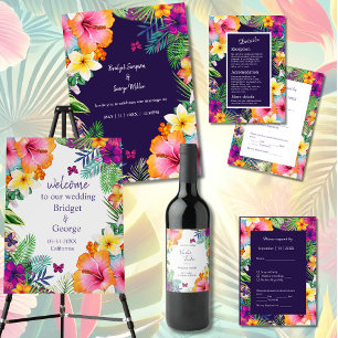 Invitation Coloré hawaïen tropical Mariage