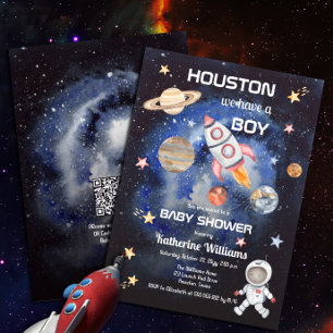 Carte D'accompagnement Space Rockets Planètes QR Code Baby Registry