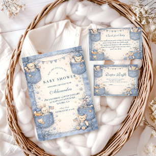 Oude Blauwe Spijkerbroek Zak Vriendjes Babyfeestje Servet