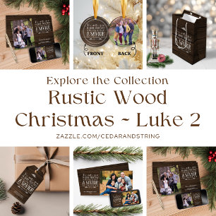 Cartes Pour Fêtes Annuelles Rustic Wood Christian Photo de Noël