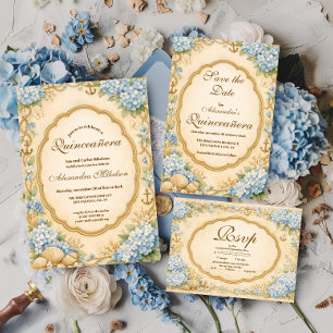 Save The Date Quinceañera Vintage sur le thème de la Côte