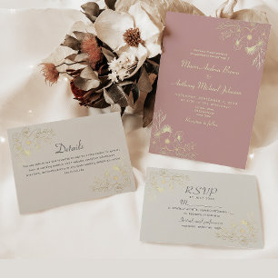 Invitation Élégant Rose floral Dusty Mariage