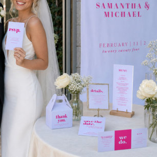 Lila Roze RSVP Huwelijksreactie Kaartje