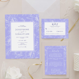 Cartons Réponse Élégant Floral Periwinkle Boho Mariage moderne