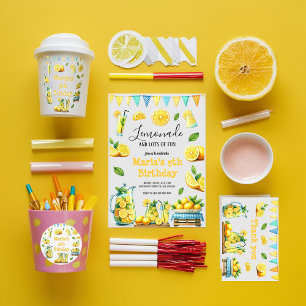 Invitation Watercolor Lemonade Stand 1ère fête d'anniversaire