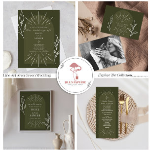 Invitation Tout En Un Arc Botanique Vert Mariage QR RSVP