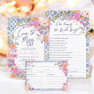 Invitation Ciao to Miss Italien Tile Floral douche nuptiale