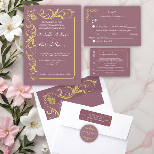 Un Élégant Mariage victorien tout en une invitation