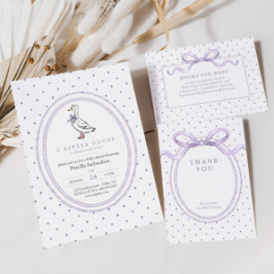 Carte D'accompagnement Baby Shower Petite Oie Taches Violettes