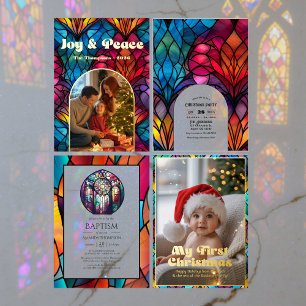 Invitations En Acrylique Eglise moderne Baptême, dédicace ou baptême