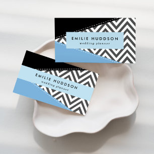 Carte De Visite Gris Zigzag, Gris Chevron, Motif Zigzag, Bleu