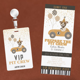 Invitation Race Car Chiens Boys Deuxième fête d'anniversaire