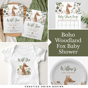 Body Boho Woodland Fox Wild One Baby Bodysuit