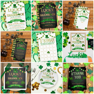 Invitation En Aluminium Petit Shamrock St. Patrick's Day Baby shower Real