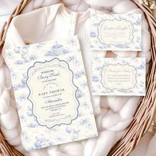 Serviette En Papier Baby Shower au jardin de myrtilles à ruban bleu