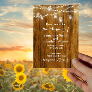 Invitation Mariage de suspension en bois rustique Mason Jar