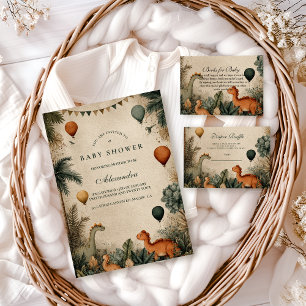 Invitation Baby Shower Forêt de Dinosaures Sauvages