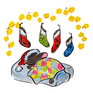 Carte Souris de Noël et Nouvel An avec bas