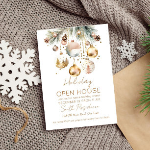 Invitation Fête du déjeuner de Noël aquarelle de boho de neig