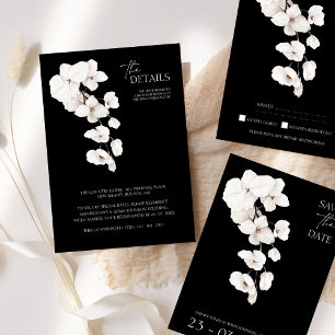 Invitation Mariage moderne Orchidées Noires et Blanches