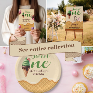 Invitation Photo Crème glacée sucré un premier anniversaire