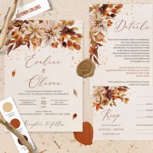 Invitation Boho Automne et Automne fleurs Brunch et Bubbly