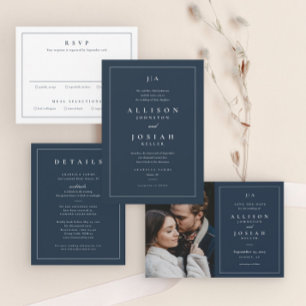 Invitation Classic Monogram Elegant Photo Wedding