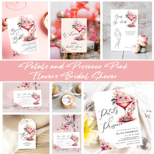 Carte D'accompagnement Pétales et Prosecco Recette florale rose