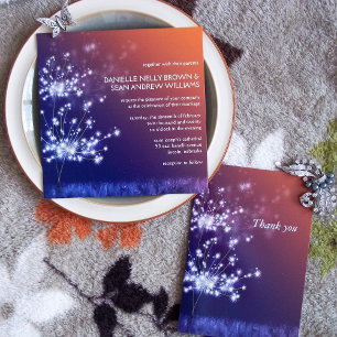 Invitation Dandelions couché de soleil Mariage floral