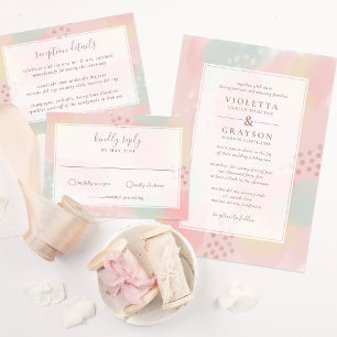 Save The Date Spring Pastel Pink Mariage d'art moderne
