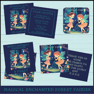 Invitation Fées de Forêt Enchantée Magique Foire d'Anniversai