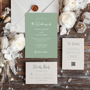 Invitation Sucré et capricieux   Mariage vert Sage
