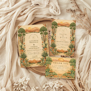 Boho Woestijn Botanische Bruiloft Bedankkaart