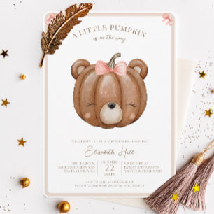 Invitation Petit ours Citrouille Baby shower d'automne Neutre