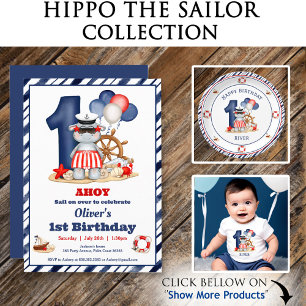 Invitation Nautical Sailor 2e Bateau fête d'anniversaire
