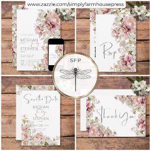 Invitation Délicat Rose et Lily rose moderne