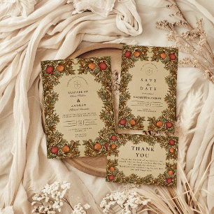 Cartons Réponse Mariage de grenade botanique rustique