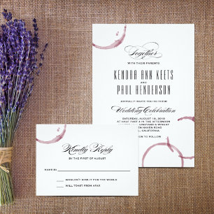 Wine Stains Winery Vineyard Mariage Carte de récep