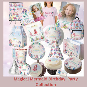 Invitation Parties scintillant Magique Sirène 6E Anniversaire