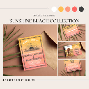 Invitation Sunshine Beach Destination Ocean Mariage Card