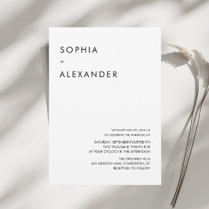 Menu minimaliste Mariage noir et blanc