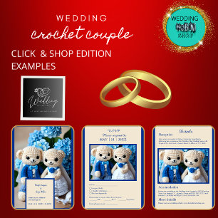 mariage de crochet bleu invitation