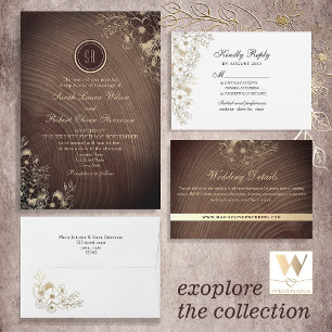 Poster de bienvenue du Mariage Floral Rustic Wood