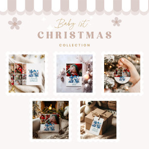 Cartes Pour Fêtes Annuelles Bonhomme de neige bleu 6 Photo  Premier Noël
