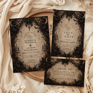Carte De Remerciements Mariage gothique victorien vintage